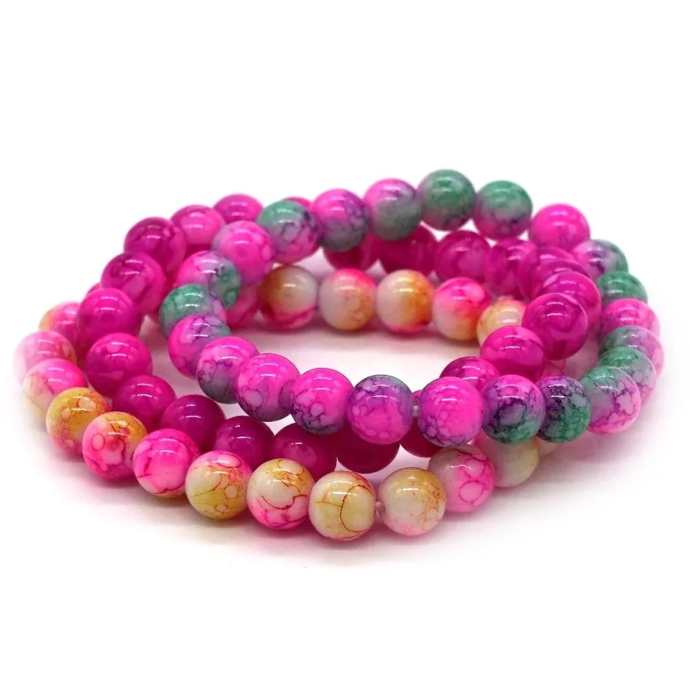 SOLD OUT❣️ Set of 3 glass bead bracelets with charms. OS - Picture 1 of 1